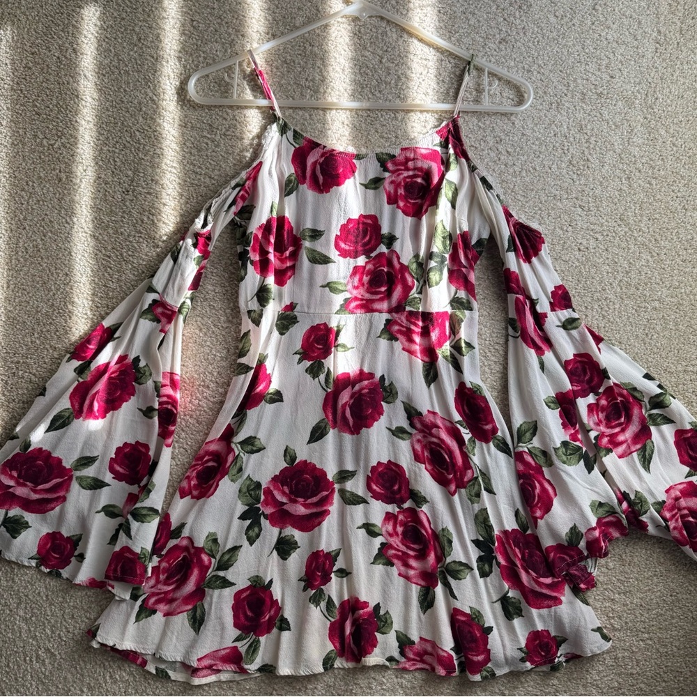 Floral Summer Dress with Pink Roses
